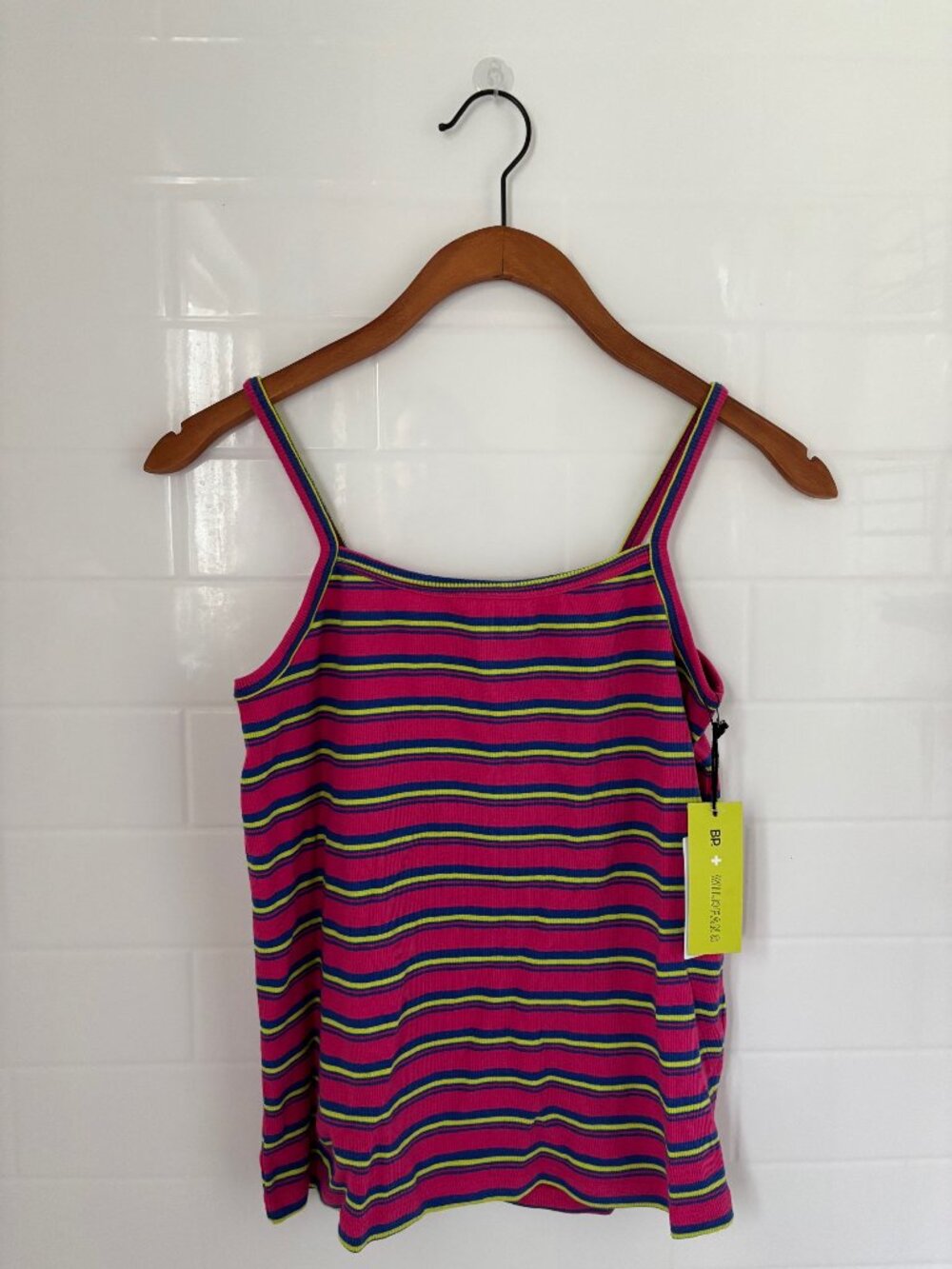 BP. + Wildfang Hot Pink Striped Tank Top - Size S NWT
